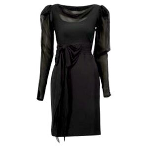 MARCHESA Black Silk Cocktail Dress